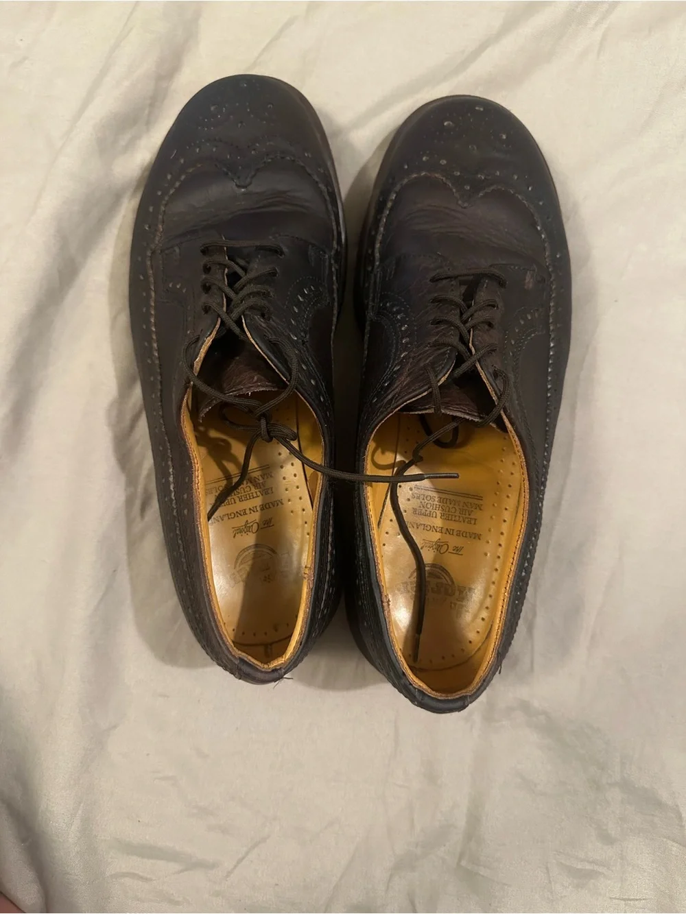 Vintage Dr Martens 3989 Shoes Mens 9 UK 8 Y2k Brown Wingtip Made In England 90s